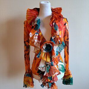 Roberto Cavalli Silk Multicolor Blouse Size 38 / XS